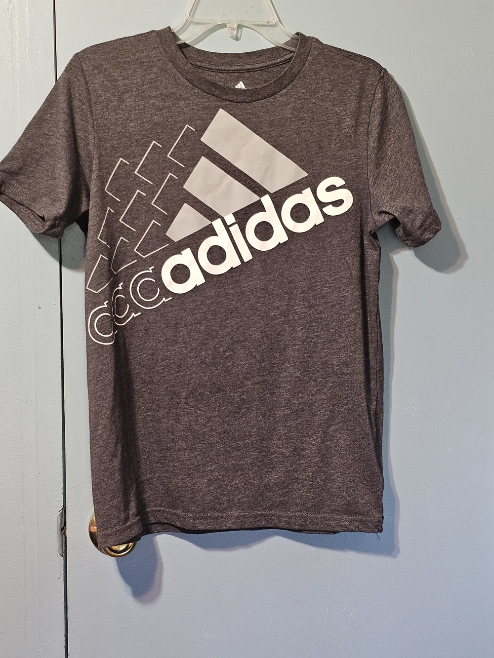 Adidas Dark Heather Gray Logo Short Sleeve Tee